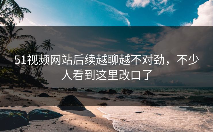 51视频网站后续越聊越不对劲，不少人看到这里改口了